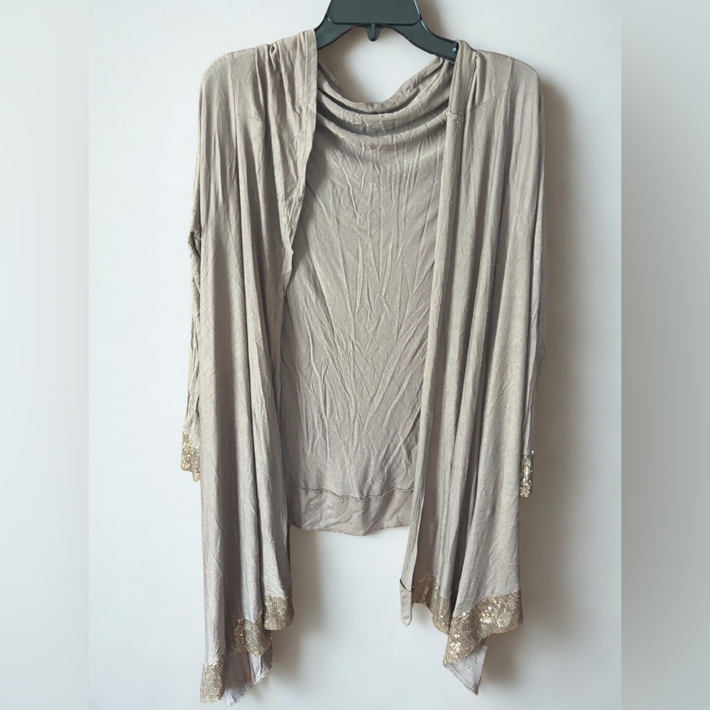 Tan Gold Waterfall Cardigan Sweater